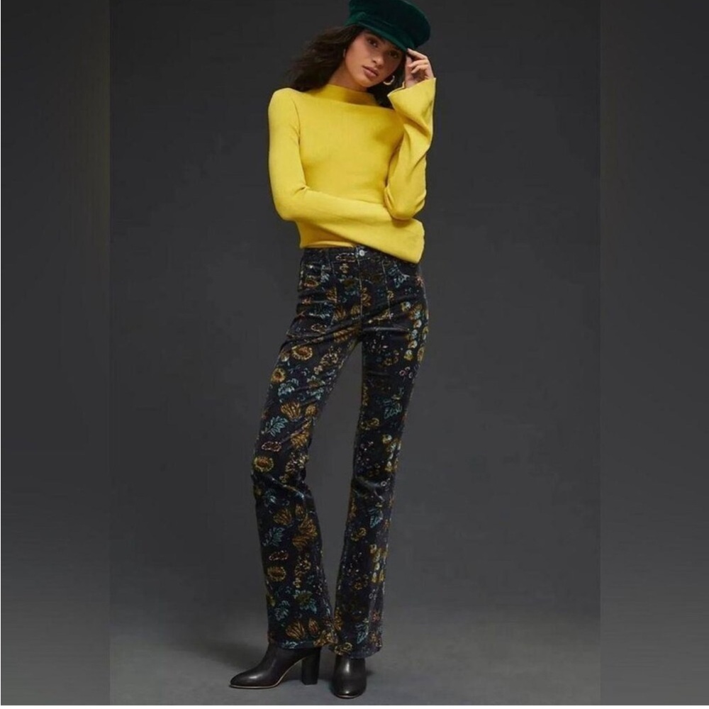 Pilcro Floral Velvet Pants - Multicolor - Picture 2 of 10